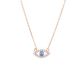 Traditional Design Evil Eye Rose Gold Colour 925 Sterling Silver Necklace studded with CZ